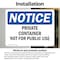 Signmission Private Container Not For Public Use, 24 in W x Rectangle, Vinyl Decal OS-2PACK-NS-D-1824-L-16414 - alternate 2